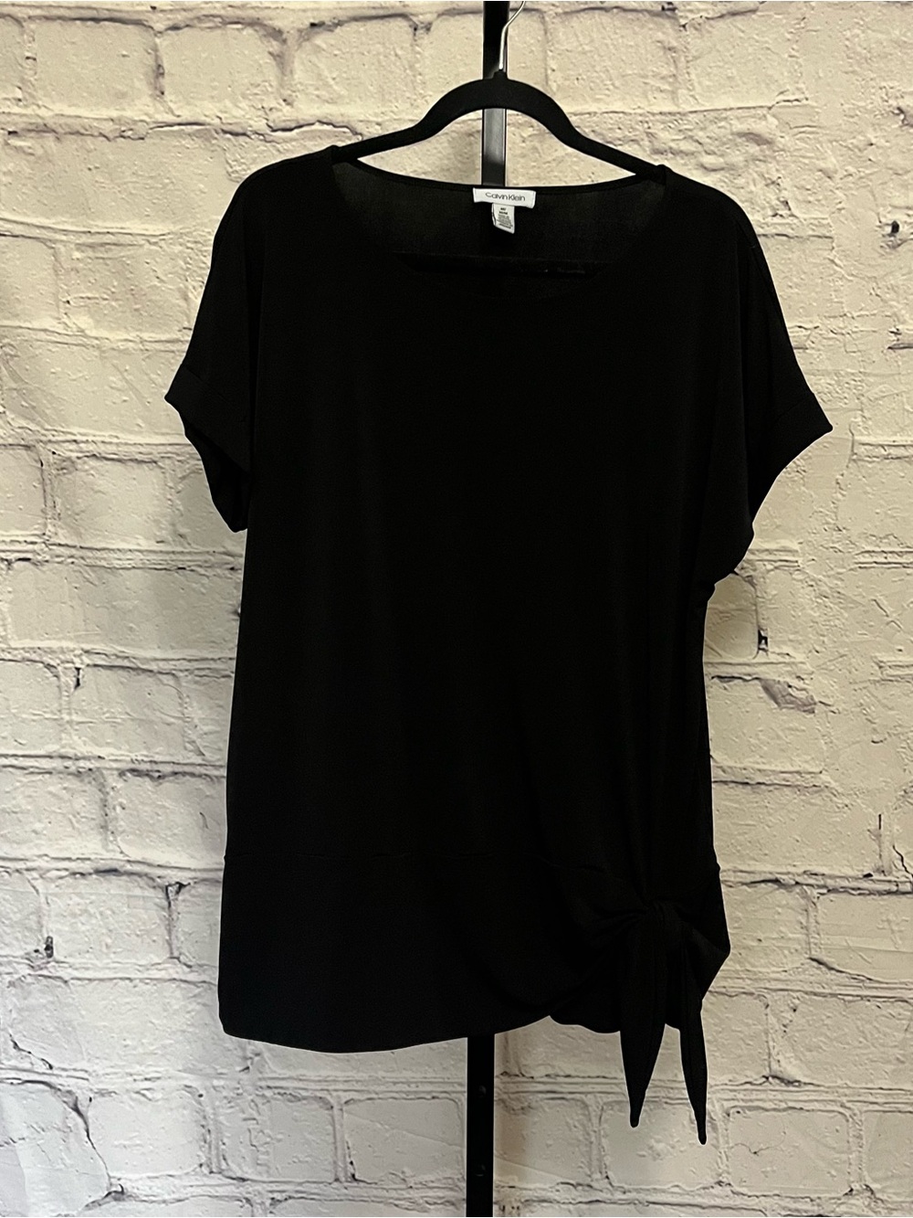 Calvin Klein Black Short-Sleeve Tie-Hem Top